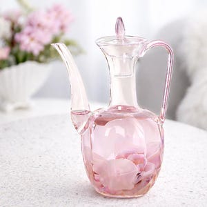 Vintage Style Handblown Borosilicate Glass Tea Set with Teapot and Two Cups