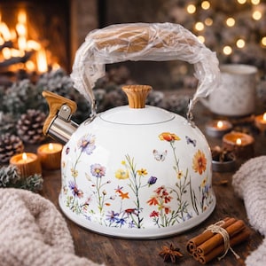 Bollitore teiera Wildflower, bollitore per caffè e tè floreale Cottagecore Boho, regalo per matrimoni e inaugurazione della casa