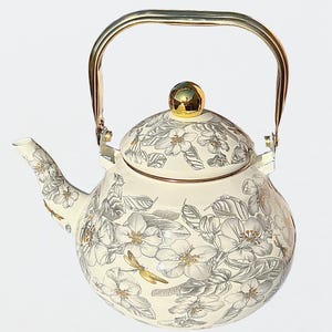 Bouilloire florale avec libellules, bouilloire théière sur la cuisinière, bouilloires en émail pour le thé, cadeau de pendaison de crémaillère pour la fête des mères, anniversaire