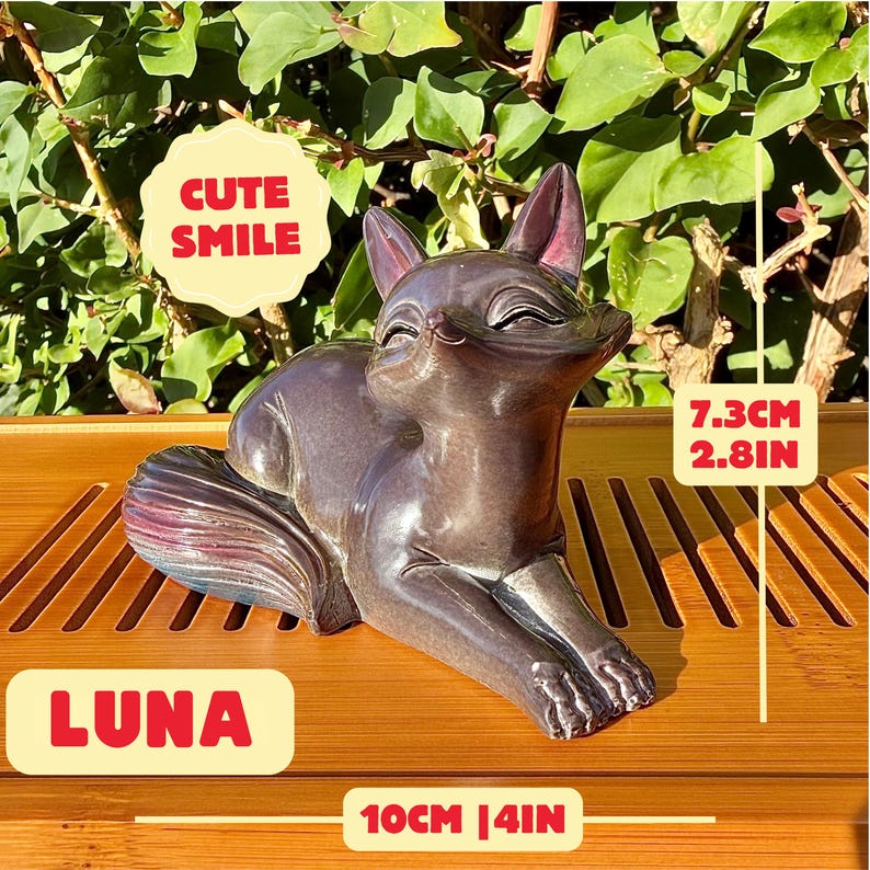 Mascota de té Kitsune Fox que cambia de color: Figura de resina sensible al calor 2.Lunar-ColorChange