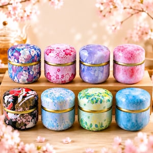 Japanese Cherry Blossom Gift Tins, Sakura Airtight Storage Containers for Tea, Treat & Snack