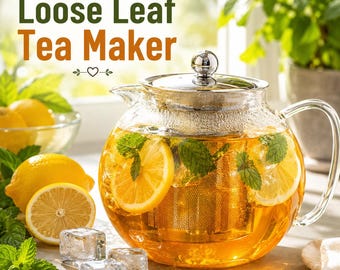 Borosilicate Glass Tea Maker with Infuser, Stovetop Loose Leaf Teapot for Herbal Blends