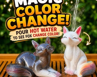 Kitsune Fox Color Changing Tea Pet: Heat-Sensitive Resin Figurine