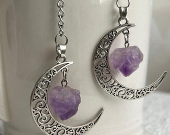 Amethyst Tea Infuser with Crescent Moon, Cute Celestial Loose-Leaf Tea Steeper, Witchy Tea Strainer, February Birthstone Gift for Tea Lovers
