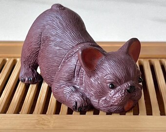 Handcrafted Clay French Bulldog Tea Pet: Kung Fu Tea Ceremony Decor