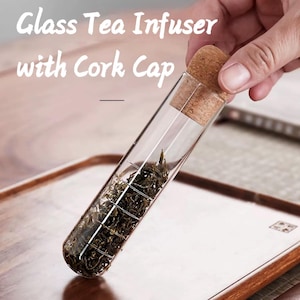 Borosilicate Glass Tea Infuser: Reusable Loose Leaf Tea Steeper with Cork Lid