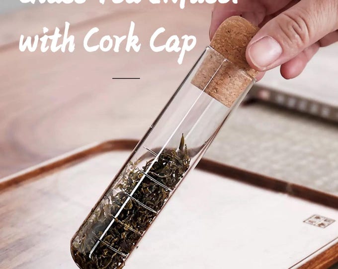 Borosilicate Glass Tea Infuser: Reusable Loose Leaf Tea Steeper with Cork Lid