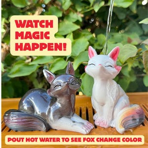 Mascota de té Kitsune Fox que cambia de color: Figura de resina sensible al calor