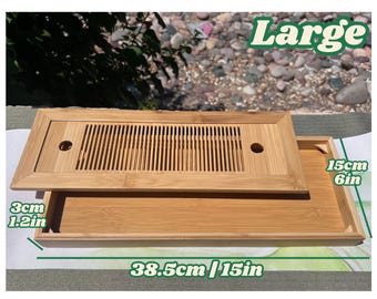Handmade Bamboo Tea Tray with Water Storage: Kung Fu Tea Ceremony Board