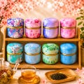 Japanese Cherry Blossom Gift Tins, Sakura Airtight Storage Containers for Tea, Treat & Snack