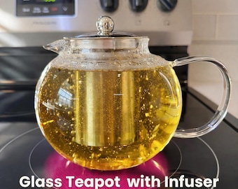 Borosilicate Glass Teapot with Extra Fine Stainless Steel Infuser for Loose Leaf & Herbal Tea
