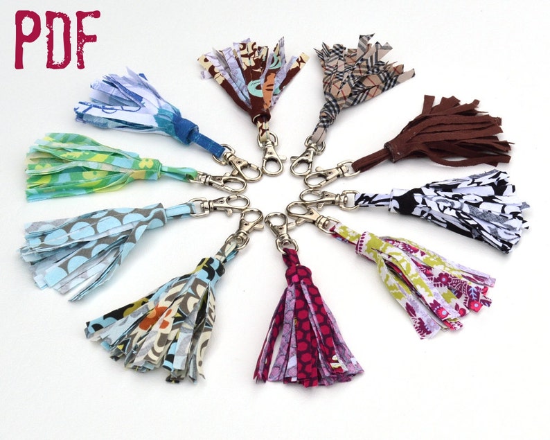 Instant download How to make Fabric Tassel Key Chains or Zipper Pulls image 1