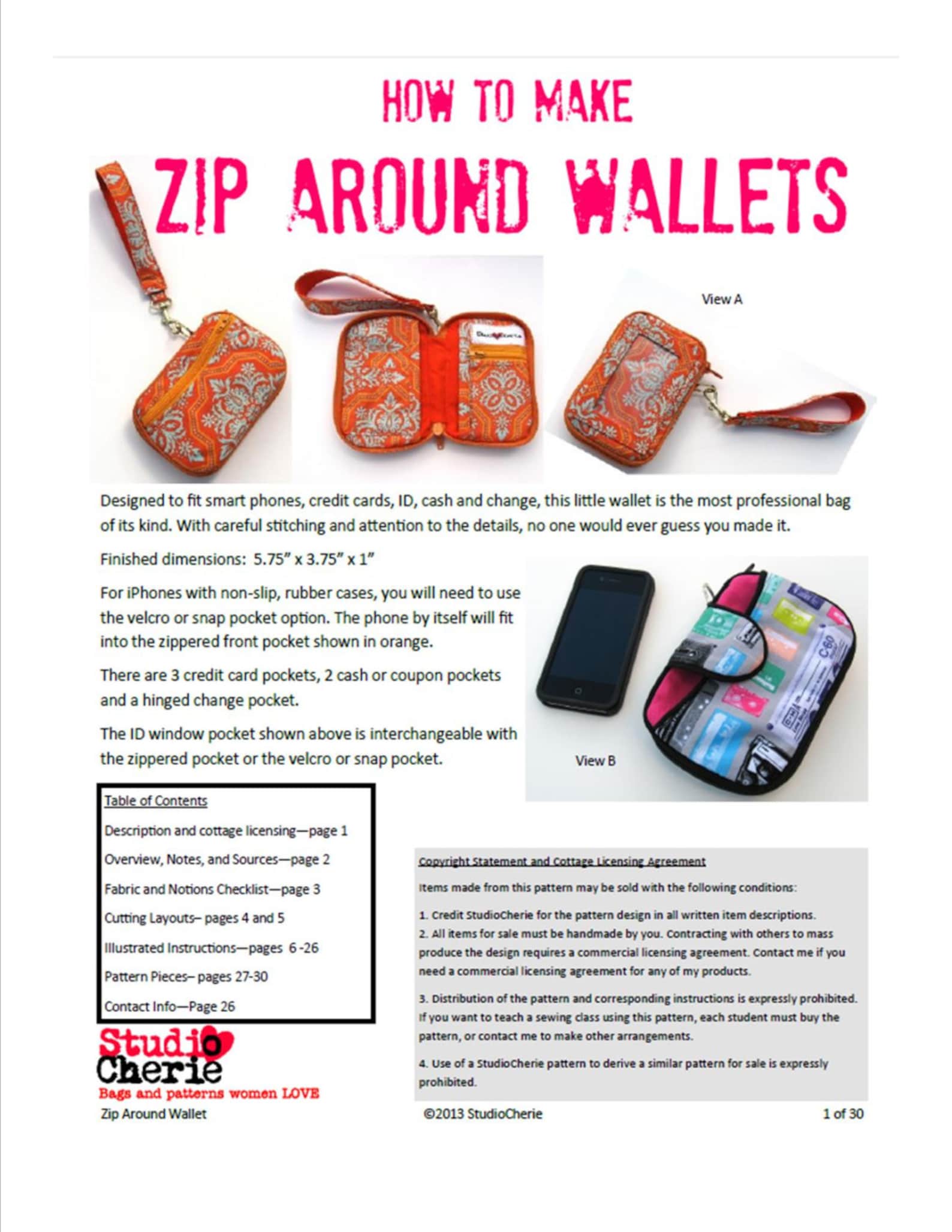 How to Make a Zip Around Wristlet Wallet Instant Download Etsy
