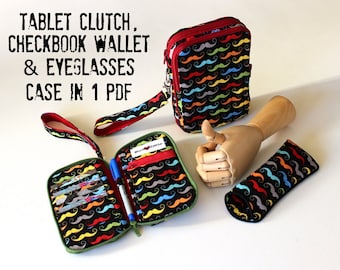 Wallet Pattern, Zip Around Checkbook size and Tablet Clutch size Instant Download Sewing Pattern