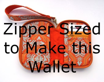 One  Zipper to use with the Zip Around Wallet Pattern 14 color options