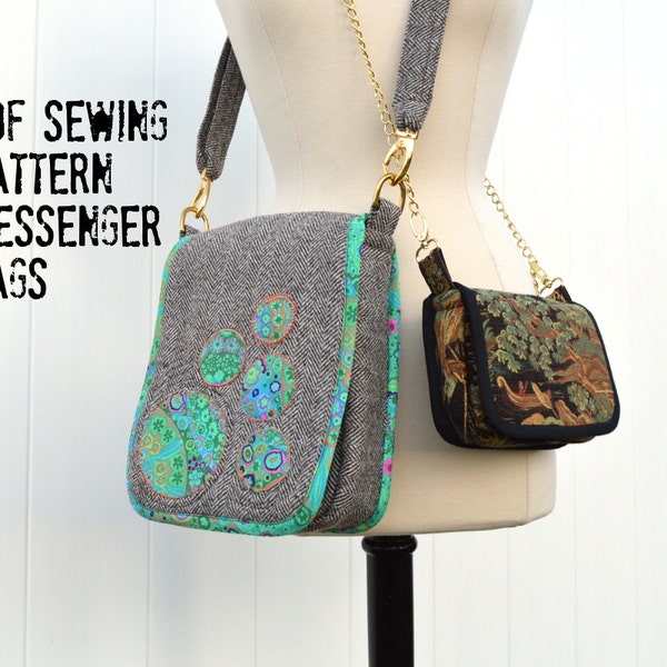 Messenger Bags Sewing Pattern including small saddle bag with fringe pattern