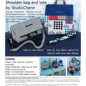 PDF Sewing Pattern Tote and Shoulder Bag Convertible Bag image 3