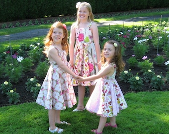 Girls Sun Dress Sewing Pattern PDF Full Circle Skirt Twirl