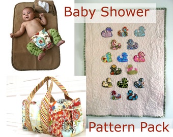 Baby Shower Sewing Pattern Bundle, 3 PDF patterns Instant downloads