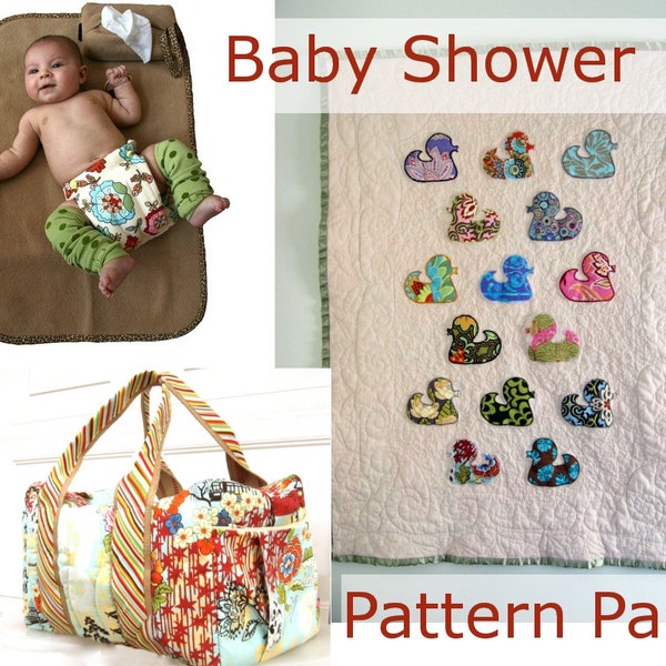 Baby Shower Sewing Pattern Bundle, 3 PDF patterns Instant downloads