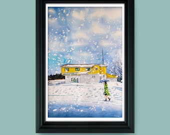 Down the Road  - Original painting by Joel Kimmel | Winter Painting |