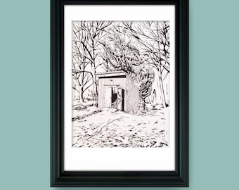 And Winter's Dregs Made Desolate - 11" x 14" Original pen & ink illustration by Joel Kimmel | Winter Landscape |