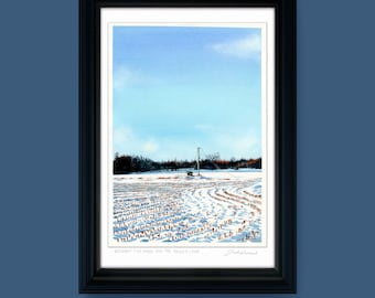 Between the Woods and the Frozen Lake - Giclée print of the illustration by Joel Kimmel | Winter Painting |