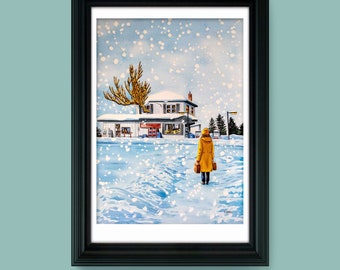 Midnight Bus  - Original painting by Joel Kimmel | Winter Painting |