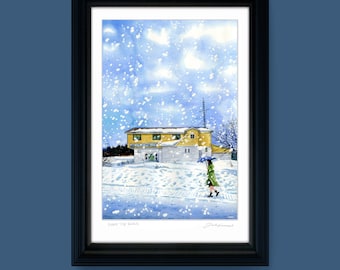 Down The Road - Giclée print of the illustration by Joel Kimmel | Winter Painting |