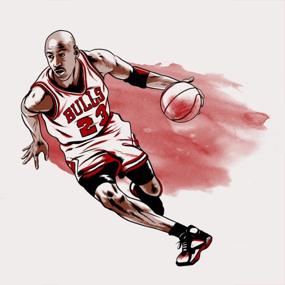 Michael Jordan Tongue Jump Vintage Poster Stickers Michael Jordan