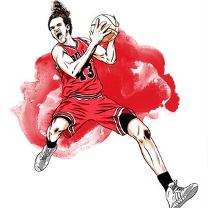 Joakim Noah Chicago Bulls Illustrated Print image 2