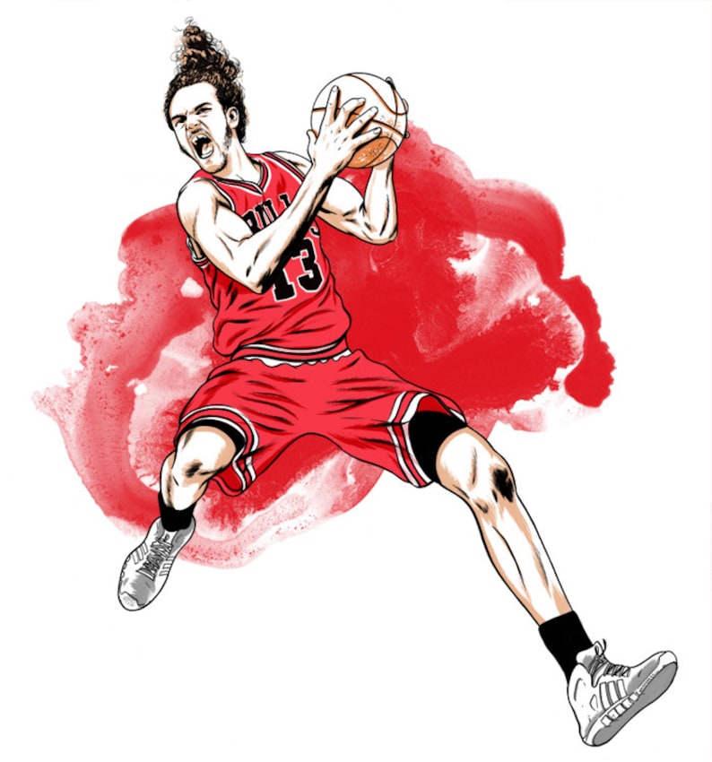 Joakim Noah Chicago Bulls Illustrated Print image 2