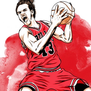 Joakim Noah Chicago Bulls Illustrated Print image 1