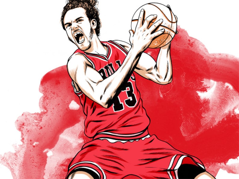 Joakim Noah Chicago Bulls Illustrated Print image 1