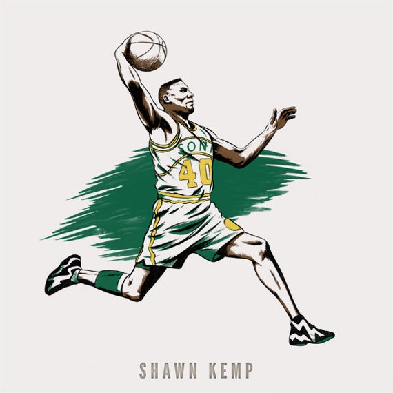 Basketball NBA Player Shawn Kemp of the Seattle Supersonics 