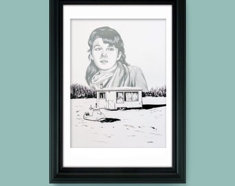 Season's End - 11" x 14" Original pen & ink illustration by Joel Kimmel | Winter Landscape |