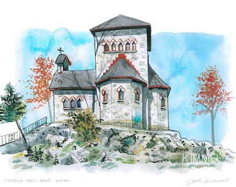 Painting of Chapelle Saint-Benoit, Quebec, Cantons de l'Est, Eastern Townships - Giclée Print by Joel Kimmel