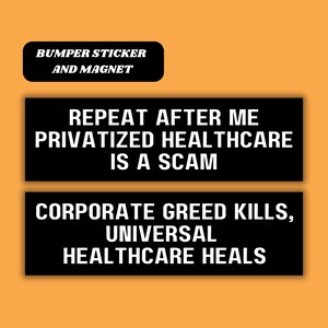 Universal Healthcare Magnetic Car Bumper Sticker, Profit Over People Is Not Freedom, Medicare for All Tax the Rich, Eat the Rich Decal Gift