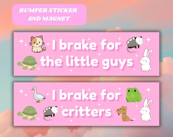 Ik rem voor schattige magnetische auto bumpersticker, sticker dierenliefhebber, kwaliteit weerbestendige vinylsticker cadeau voor haar roze autoaccessoire