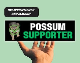 Funny Possum Lover Magnetic Car Bumper Sticker "Possum Supporter", Cute Gen Z Satire Car Decal, Waterproof Quality Vinyl Car Accessory