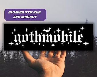 Goth Girl Car Bumper Sticker & Magnet Gothmobile Spooky Decal, Gothic Car Accessory, Bats Decal, Gift for Alternative ALT Girl Vinyl Sticker