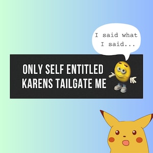 Only Self Entitled Karens Tailgate Me, Bumper Sticker, Silly Car Bumper Sticker, Car Magnet Bumper Sticker, Meme Sticker, Car Sticker, Gen Z