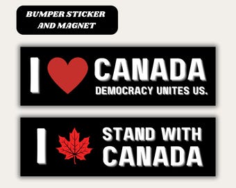 I stand with Canada Bumper Sticker, Canadian Tariffs Car Magnets, Anti MAGA Trump Tariffs, Democracy Political Decal, F*ck trump sticker