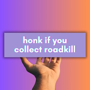 Honk If You Collect Roadkill Funny Unhinged Gen Z Meme Bumper Sticker & Magnet | Weird Silly Random Tiktok Vinyl Sticker | Satire Car Decal