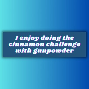 Funny Bumper Sticker, I Enjoy Doing the Cinnamon Challenge with Gunpowder Meme Car Sticker and Magnet, Unhinged Gen Z Car Vinyl Decal Tiktok
