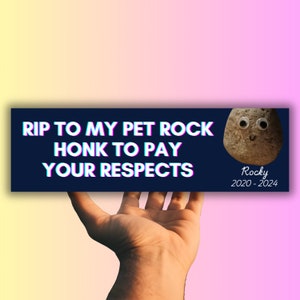R.I.P To My Pet Rock Honk To Pay Your Reverence, Meme Autoaufkleber und Magnet, Gen Z Vinyl Wasserdichter Aufkleber, Dummes Tiktok Gag Geschenk