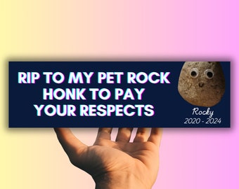 R.I.P To My Pet Rock Honk To Pay Your Reverence, Meme Autoaufkleber und Magnet, Gen Z Vinyl Wasserdichter Aufkleber, Dummes Tiktok Gag Geschenk