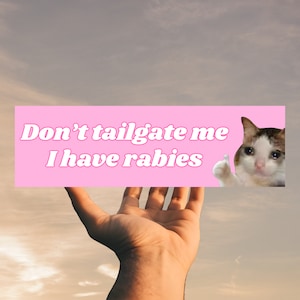 Don&#39;t Tailgate Me I Have Rabies Car Bumper Sticker | Funny Meme Sticker Sad Cat Thumbs Up Meme Tiktok Gen Z Magnet girl cute new driver gift