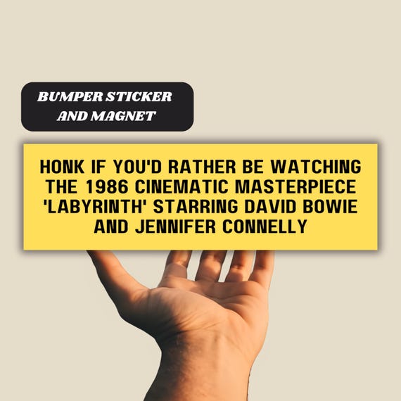 Labyrinth Movie Funny Honk If Magnetic Car Bumper Sticker, 1986 Film Lover Fan Merch Meme Car Accessory High Quality Waterproof Vinyl Gift