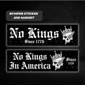 No Kings In America Anti Trump Car Magnet, FDT Anti Fascism Resist Tyranny Sticker for Democrats & Liberals, Protect Democracy Bumper Magnet